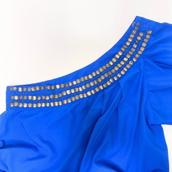 Angie One Shoulder Royal Blue Mini Dress Size Medium - Picture 16 of 16